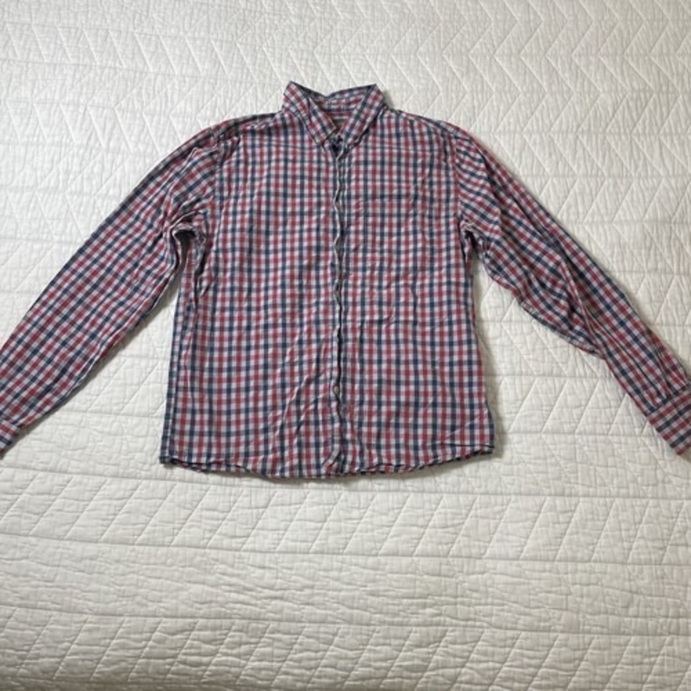 Men's Falls Creek Stretch No Tuck Red Blue White Check Button-Up Shirt M